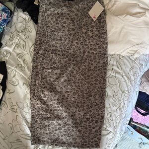 Women's Beige Brown Patterned Knit Pencil Skirt